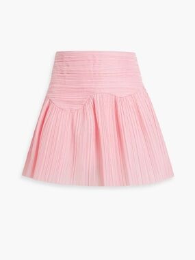 AJE Laurier Wave plissé-organza mini skirt Baby pink UK 16 Original Price $325